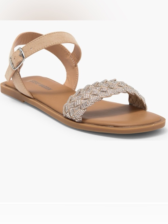 Steve Madden Other - Steve Madden Braided Sparkle Strap Sandals Tan/Nude/Silver. Size Kid’s 11